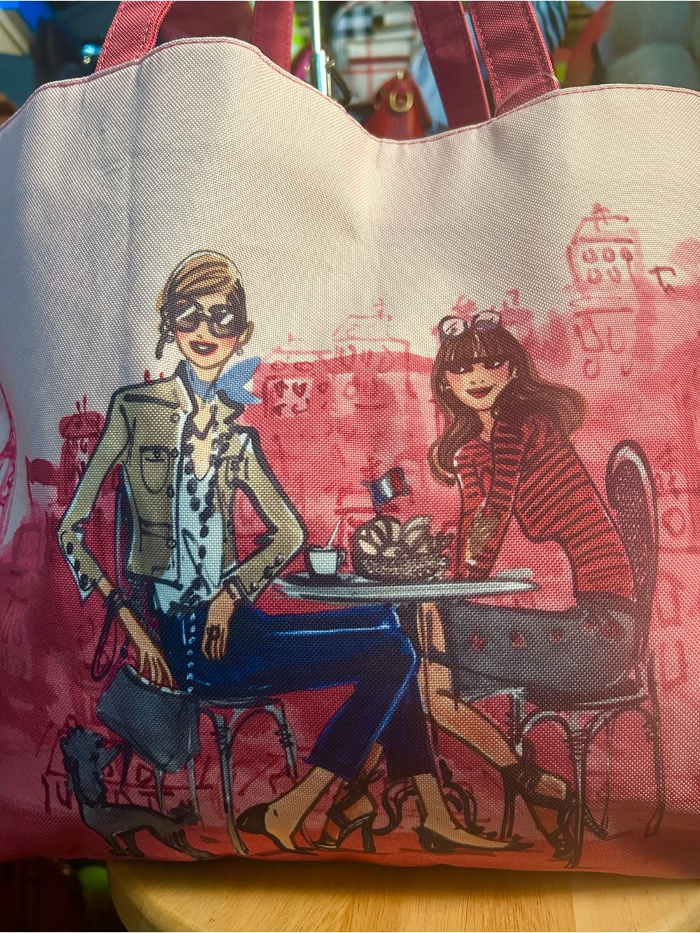 Lancôme Pink Paris Eiffel Tower Canvas Tote Bag with Double Handles LIKE NEW! - Picture 2 of 8